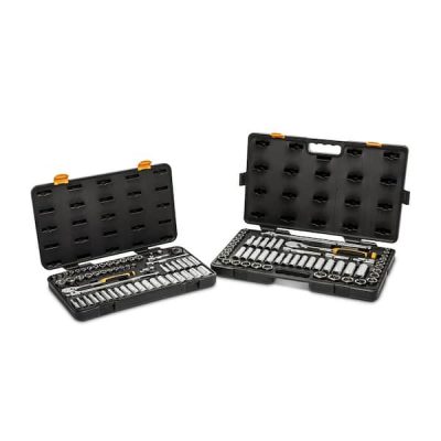 3/8 in. and 1/2 in. Drive 90-Tooth Standard and Deep SAE/MM Ratchet and Socket Set (111-Piece)