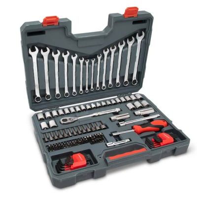 3/8 in. Drive 12-Point Standard SAE/Metric Mechanics Tool Set with Case (128-Piece)