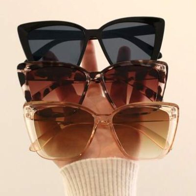 3pcs Women Cat Eye Plastic Frame Boho Fashion Black Leopard Tea Glasses For Outdoor Summer Beach Travel Party UV400 Clothing Accessories