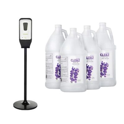 40 oz. Automatic Wall Mount Sanitizer Dispenser with Floor Stand and Case of 1 Gal. Gel Sanitizer