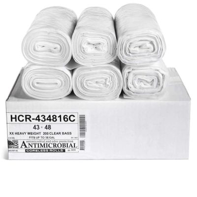 43 in. x 48 in. 56 Gal. Clear Trash Bags (Pack of 200) 16 mic (eq) for Janitorial and Industrial