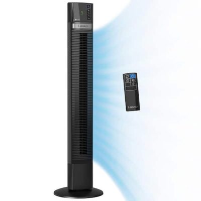 48 in. 4 Speeds Xtra Air Tower Fan in Black with Carry Handle, Oscillating, Remote Control, Nighttime Setting, Timer