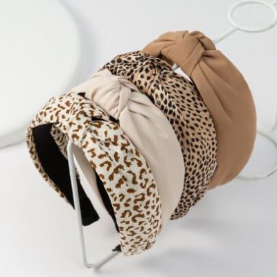 4pcs Women’s Leopard Print Fabric Headbands, Versatile Style Hair Accessories