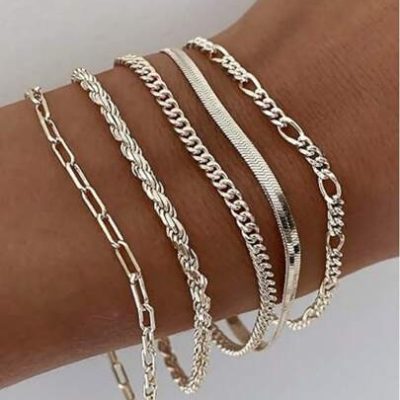 5pcs New Arrivals Fashionable Stainless Steel Water-proof Bracelets