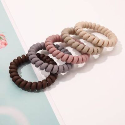 5pcs Solid Telephone Wire Hair Tie