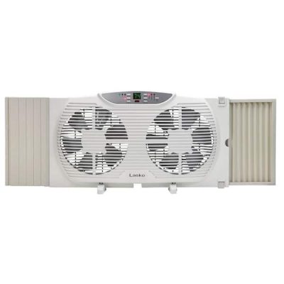 9 in. Remote Control Electronically Reversible Twin Window Fan with Thermostat