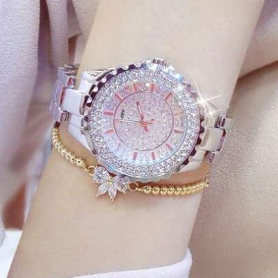 A Women’s Watch Elegant And Luxurious With CZ Stones Embedded, Steel Band, Waterproof Quartz Watch Perfect For Party, Daily Wear, Festival Gift