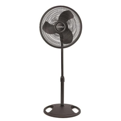 Adjustable-Height 16 in. 3 Speed Black Oscillating Pedestal Fan