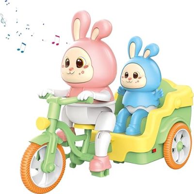 Adorable Rabbit Toy Cycles, 2024 New Electric Cartoon Rabbits Musical Toy, Singing Dancing Music Lighting Rabbit Tricycle Toys, Birthday for Kids
