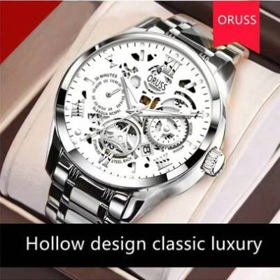 An Ideal Choice Of A Waterproof, Luminous And Durable Fashionable Men Watch With Silver Steel Band And Circular Dial Face For Gift Giving