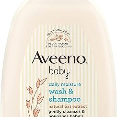 Aveeno Baby Daily Moisture Gentle Bath Wash & Shampoo with Natural Oat Extract, Hypoallergenic, Tear-Free & Paraben-Free Formula for Sensitive Hair…