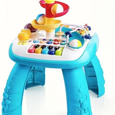 Baby Activity Table Learning Table – Educational Learning Musical Toys & Baby Standing Activity Center, Musical Instruments for Toddlers 1-3, Boy…