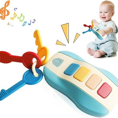 Baby Car Keys Teether – Tinabless Toddlers Sensory Learning Toy with Music – Musical Baby Toys for Travel – Birthday Gifts for Baby Age 18+ Months…