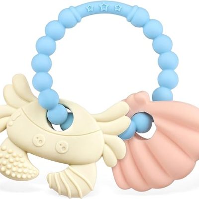 Baby Teething Toys, Easy to Grip Teethers for Babies 3-6 Months, Soothing Teether for Infants, Silicone Teething Ring