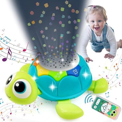 Baby Toys 6-12 Months, 5 in 1 Musical Projector Turtle Crawling Toys Tummy Time Infant Baby Toys 0-3 3-6 7 8 9 12-18 Months 1 Year Old Boy Toys…