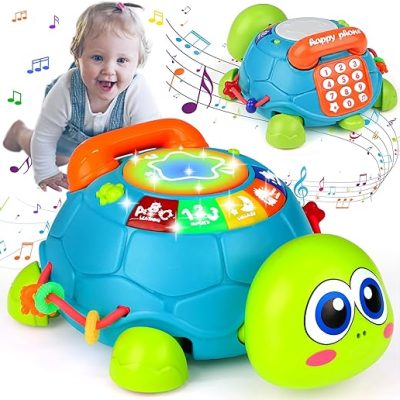 Baby Toys 6-12 Months, Musical Turtle Crawling Baby Toys 12-18 Months, Tummy Time Toys with Light & Sound, Infant Toys 0-3 3-6 6-18 Months Newborn…