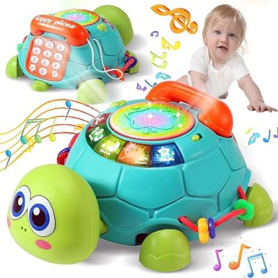 Baby Toys Infant Crawling Turtle: Musical Light-up Tummy Time Toy for 6-12 Months Old Boys Girls Learning Educational Toys with Lights & Sounds for…