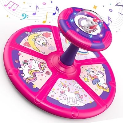 beefunni Unicorn 360° Sit and Spin Toy, with LED and Music, Toddler Toys Age 2 3 Years Old, 18 Months +, Birthday Gift for Girls and Boys