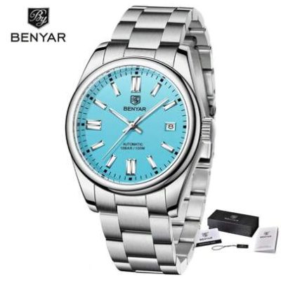 BENYAR New Luxury Fashion Men Mechanical Automatic Self-Wind Watch With Night Light Pointer Function, 100m Water-Resistant Stainless Steel Sports…