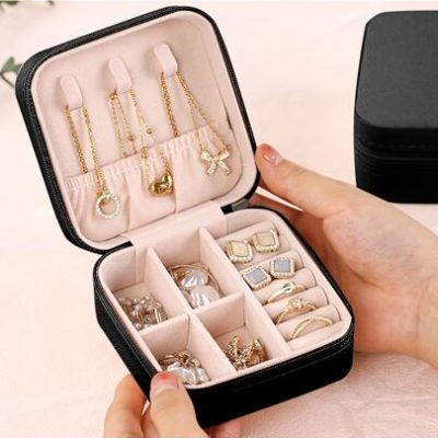 Black Jewelry Box, Mini Jewelry Box, Travel Jewelry Organizer For Earrings, Necklaces, Jewelry Accessories, Wedding Decorations Storage Container