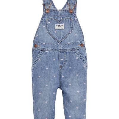 Blue Baby Heart Print Denim Overalls | carters.com