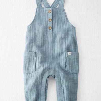 Blue Creek Baby Organic Cotton Gauze Overalls in Blue | carters.com
