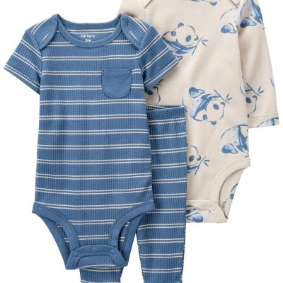 Blue/Ivory Baby 3-Piece Panda Little Character Set | carters.com