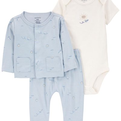 Blue/White Baby 3-Piece Little Cardigan Set | carters.com