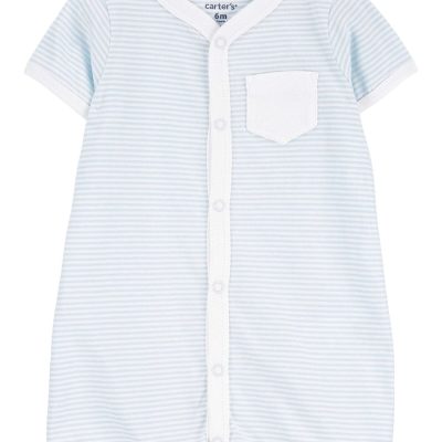 Blue/White Baby Striped Snap-Up Romper | carters.com