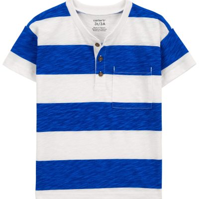 Blue/White Toddler Striped Jersey Henley | carters.com