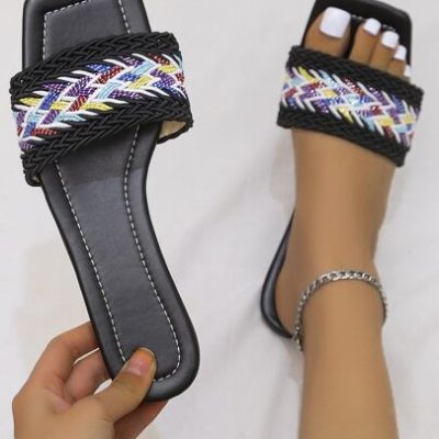 Braided Strap Slide Sandals