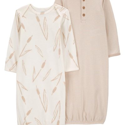 Brown/White Baby 2-Pack Sleeper Gowns | carters.com