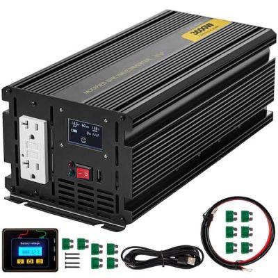 Car Power Converter 3600-Watt Modified Sine Wave Inverter DC 12-Volt to AC 120-Volt with LCD Display Remote Control