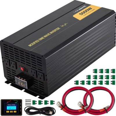 Car Power Converter 5000-Watt Modified Sine Wave Inverter DC12-Volt to AC120-Volt with LCD Remote Controller AC Outlets