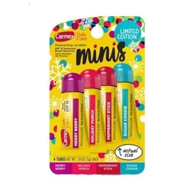 Carmex 4 Mini Tubes Daily Care Moisturizing SPF 15 Soft Lip Balm Limited Edition