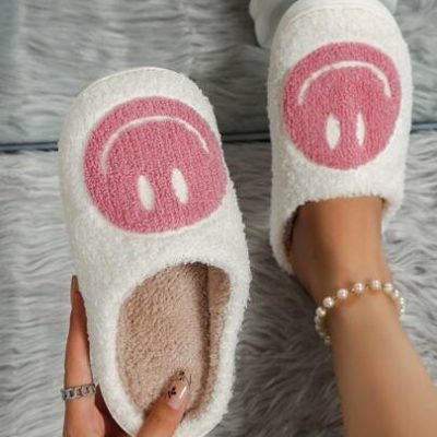 Casual Cartoon Smiling Face Women’s House Slippers
