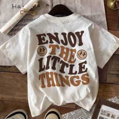 Casual Simple Letter Print Crewneck Short Sleeve T-Shirt For Tween Girls, Suitable For Summer Outfits