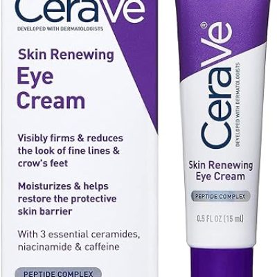 CeraVe Eye Cream for Wrinkles | Under Eye Cream with Caffeine, Peptides, Hyaluronic Acid, Niacinamide, and Ceramides for Fine Lines |0.5 Ounces