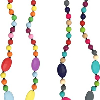 Chew Necklaces for Sensory Kids 2 Pack, Baby Silicone Teething Necklace, Nursing Necklace Breastfeeding Teether Toys, BPA Free, Freezable,…
