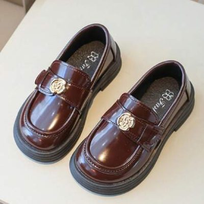 Children Casual Slip-On Fashionable Loafers With Flat Sole And Small Leather Shoes