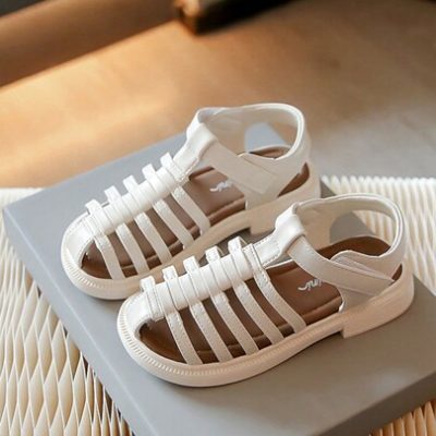 Children Flat Sandals, Comfortable, Lightweight, Stylish, Magic Tape Closure, Cross Strap, Trendy Girls” Shoes