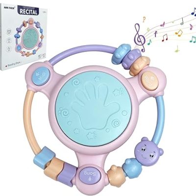 Children Musical Toy Durm Sound Toy Light & Music & Word Early Hand Development Educational Learning Music Toy for Boys Girls Toddlers Birthday…