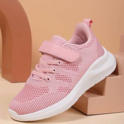 Children Sports Shoes Breathable Girls Running Shoes Fashionable And Versatile Pink Casual Running Shoes Lightweight Students Shoes For Big Kids