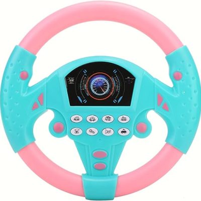 Children’s Steering Wheel Toys, Electric Toy Steering Wheel with Lights and Music, Kids Simulation Steering Wheel Car Seat Toy Early Education Toys…