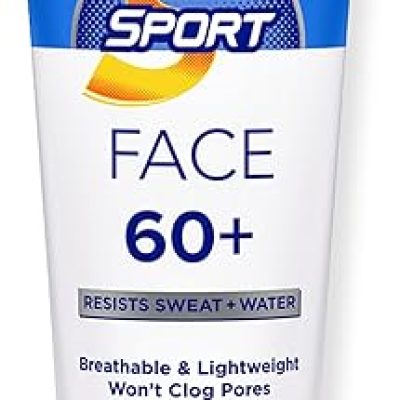 Coppertone Sport Face Sunscreen Lotion SPF 60+, Water Resistant Sunscreen, Broad Spectrum SPF 60+ Sunscreen, 2.5 Fl Oz Tube