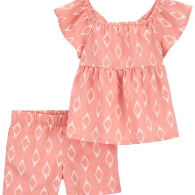 Coral Toddler 2-Piece Linen Outfit Set | carters.com