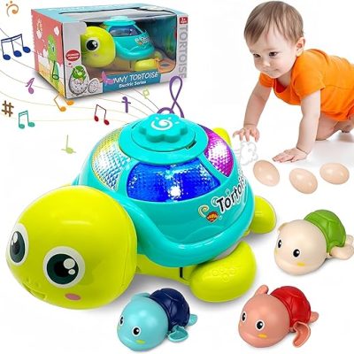 Crawling Baby Toys 6-12-18 Months – Infant Tummy Time Toy Bath Toys for Kids Age 1-3 2-4 Musical Baby&Toddler Toys with Flashing Lights Light Up…
