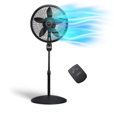 Cyclone Adjustable-Height 18 in. 3 Speed Black Oscillating Pedestal Fan with Programmable Timer and Remote Control