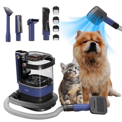 Dog Grooming Kit, Pet Grooming Vacuum and Dog Clippers and Dog Brush for Shedding with 5 Grooming and Cleaning Tools