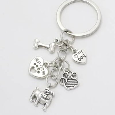 Dog & Heart Charm Keychain